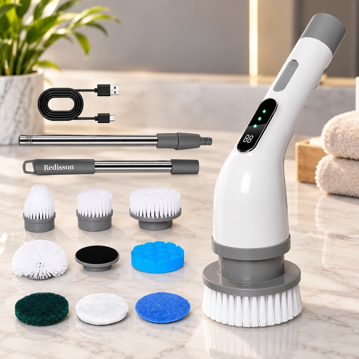 SparkClean Electric Spin Scrubber – Multi-Head Cleaning Brush