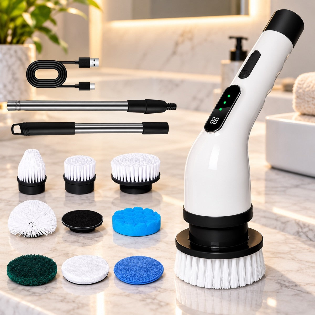 SparkClean Electric Spin Scrubber – Multi-Head Cleaning Brush